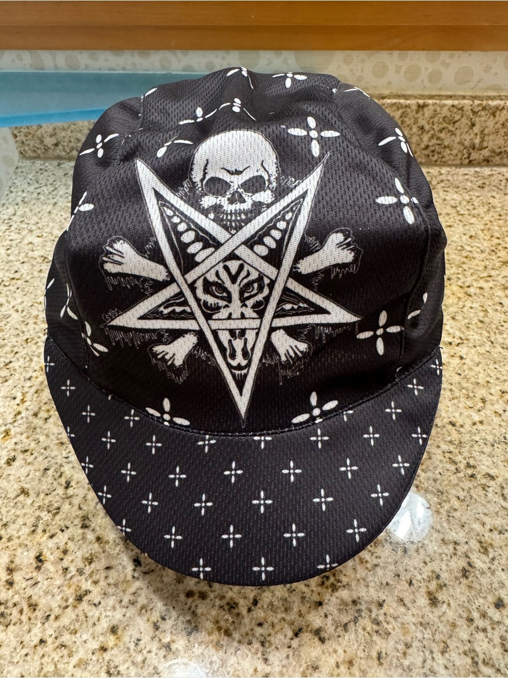 Black Graphic Skull hat & Pentagram Five-Panel Suicidal Tendencies style Cap